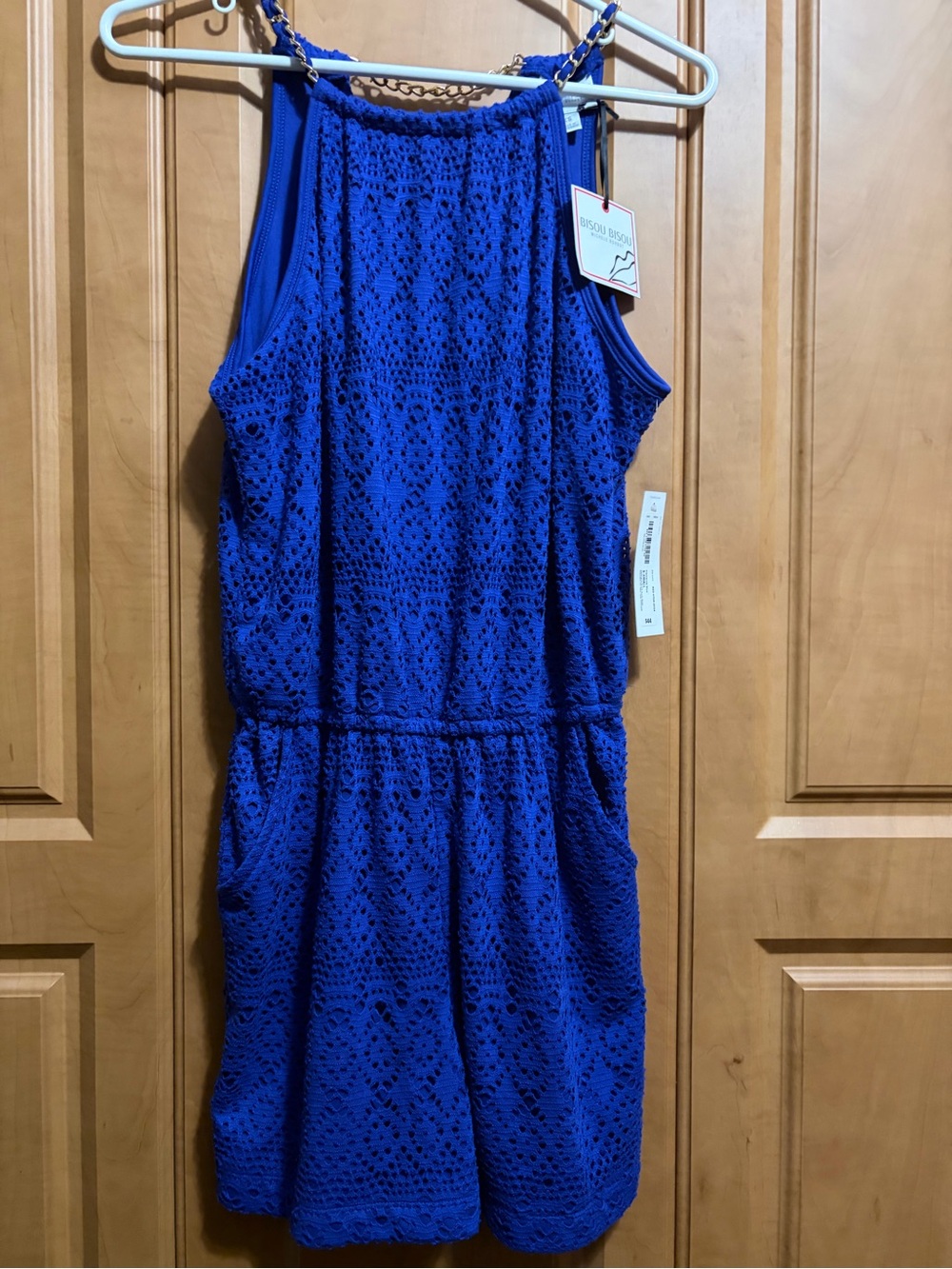 Bisou Bisou Royal Blue Crochet Romper